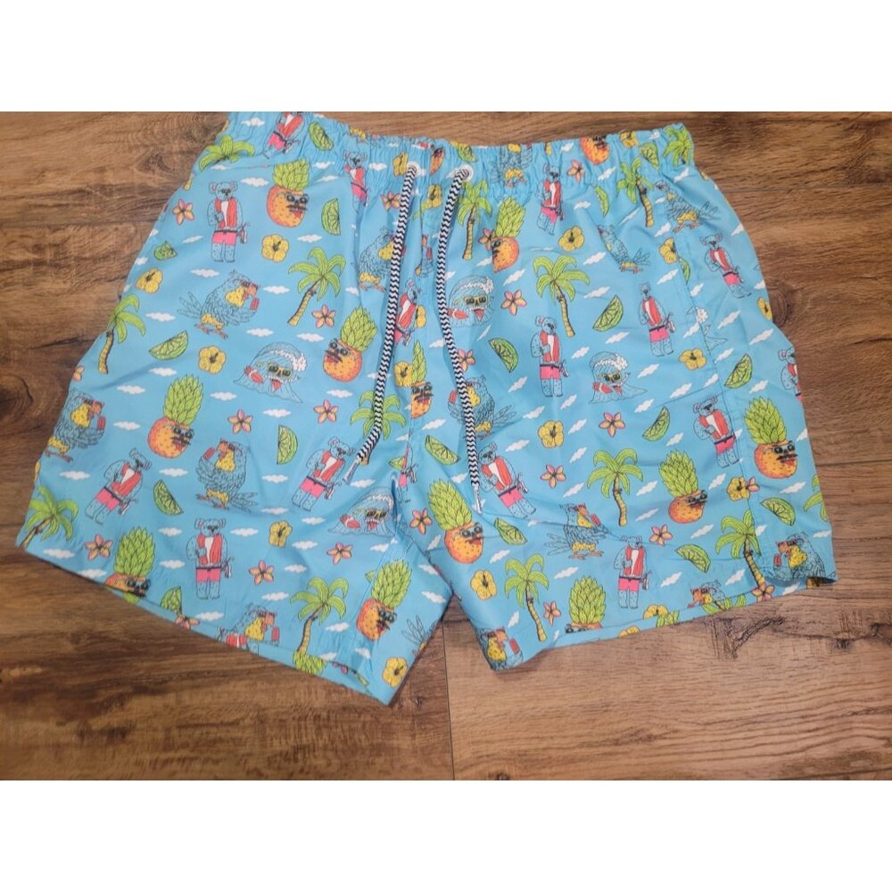Boardies Men M Blue Fruit Swim Trunks Short Elastic 30 In Waist Drawstring